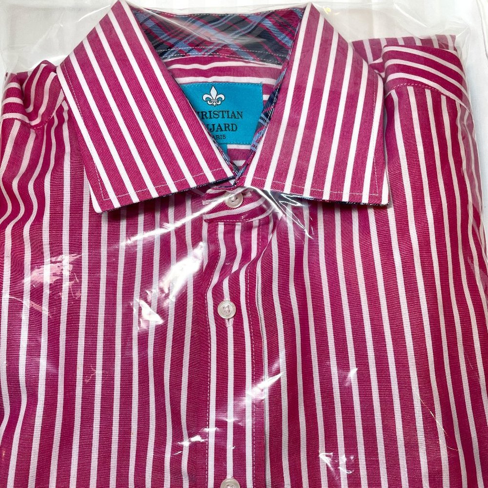 Christian Aujard Paris Mens Striped Dress Shirt L